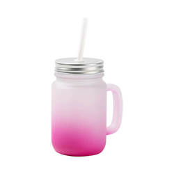 Hrnek z matného skla Mason Jar pro sublimaci - fialový gradient