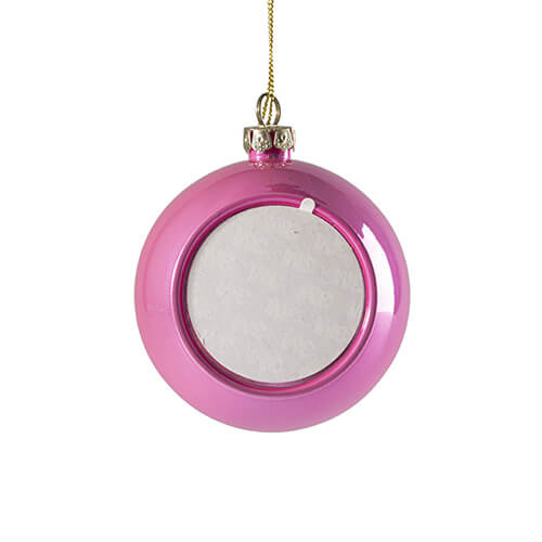 Plastová třpytivá ozdoba na vánoční stromeček ∅ 8 pro sublimaci - růžová