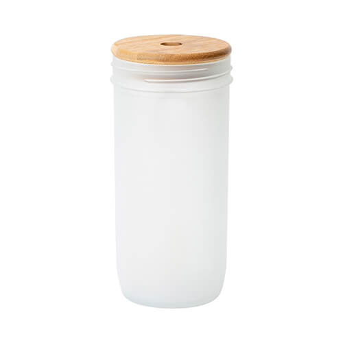 Skleněný hrnek 720 ml Mason Jar s bambusovým uzávěrem pro sublimaci