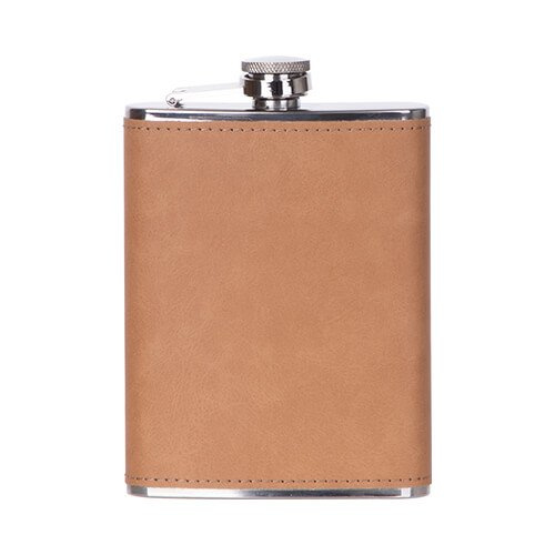 240ml kovová likérka (placatka) s hnědým koženým potahem pro sublimaci