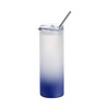 750 ml matný hrnek s plastovým víčkem a brčkem pro sublimaci - tmavě modrý gradient