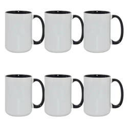 Sada 6 hrnků 450 ml A+ s černým vnitřkem a uchem (sublimace termotransfer)