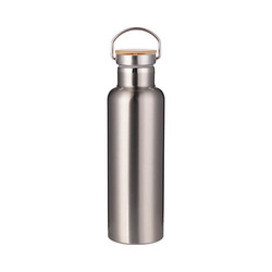 Termoska z nerezové oceli 750 ml s bambusovým uzávěrem pro sublimaci - stříbrná
