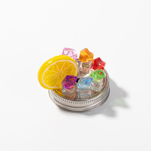 Hrnek Mason Jar 500 ml s brčkem pro sublimaci - stříbrný, umělý led a citron