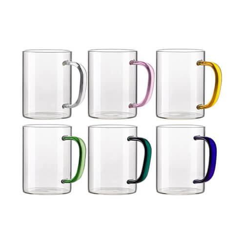 Sklenice 450 ml s tmavě modrým uchem (sublimace)