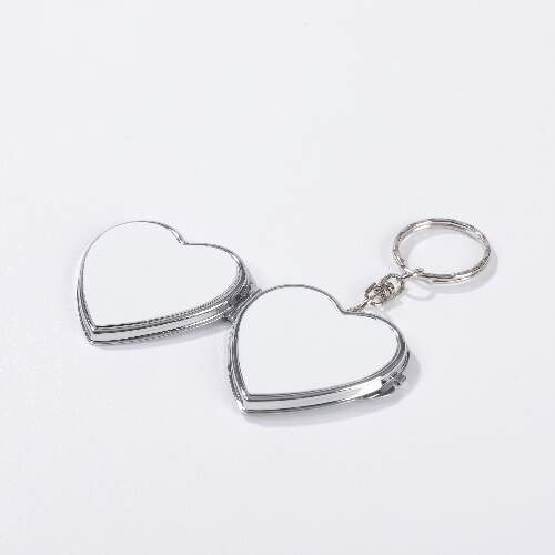 Uzamykatelné zrcátko s kroužkem na klíče pro sublimaci - srdce