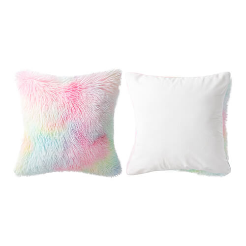 Barevný povlak na polštář 40 x 40 cm z dlouhosrstého rouna a mikrovlákna pro sublimaci