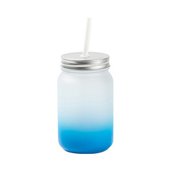 Mason Jar 450ml matný hrnek bez ucha pro sublimaci - modrý gradient