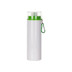 Hliníková láhev 850 ml bílá s průhledným uzávěrem a zeleným víčkem pro sublimaci