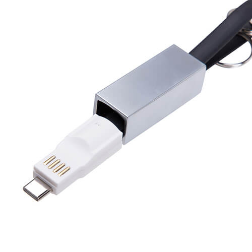Přívěsek na klíče - datový kabel USB C pro sublimaci - černý