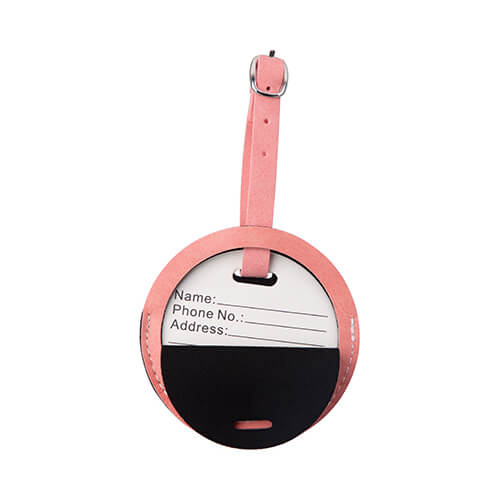 Kožená visačka na zavazadla pro sublimaci - růžový kruh
