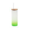 500 ml matný hrnek s bambusovým víčkem a brčkem pro sublimaci - zelený gradient