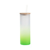 Hrnek o objemu 600 ml s matným povrchem, bambusovým víčkem a brčkem pro sublimaci - zelený gradient