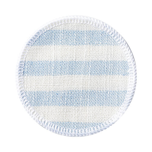 Lněná podložka pod hrnek Ø 10 cm krémová s modrými pruhy pro sublimaci