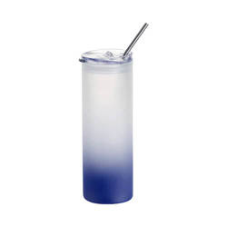 750 ml matný hrnek s plastovým víčkem a brčkem pro sublimaci - tmavě modrý gradient