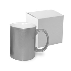 Hrnek 330 ml s ALU efektem - stříbrný + krabička (sublimace termotransfer)