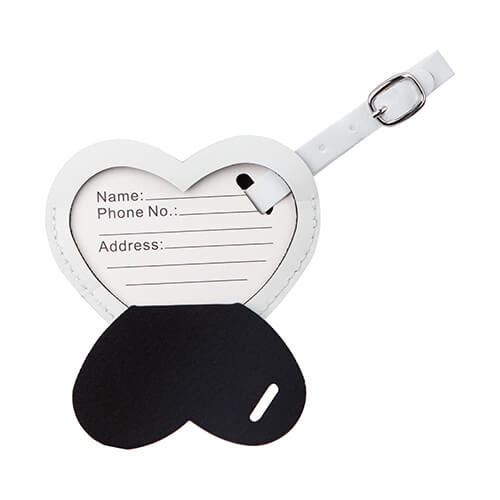 Kožená visačka na zavazadla pro sublimaci - bílé srdce