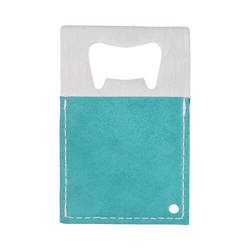 Otvírák na lahve 5,5 x 8,5 cm z oceli a kůže pro sublimaci - zelený