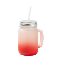 Hrnek z matného skla Mason Jar pro sublimaci - červený gradient