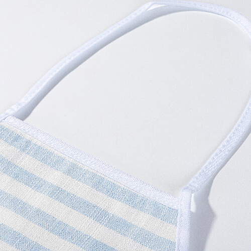 Lněná kuchyňská zástěra pro sublimaci - krémová s modrými pruhy