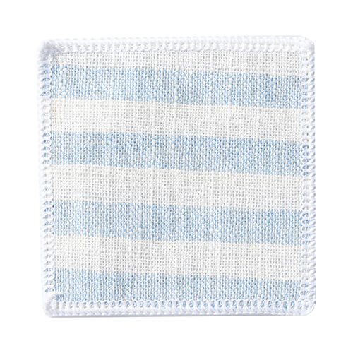 Lněná podložka pod hrnek 10 x 10 cm krémová s modrými pruhy pro sublimaci