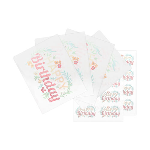 Sada zirkonových listů pro termotransfer - Happy Birthday