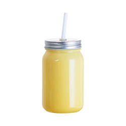 Skleněný hrnek Mason Jar Full Color 450 ml bez očka pro sublimaci - žlutý