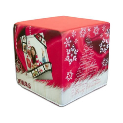 Dvoubarevný saténový povlak na čtvercový puf pro sublimaci - XMAS