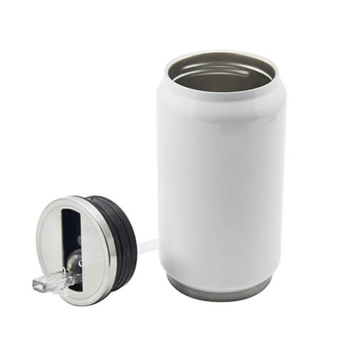 Bidon - nápojová plechovka 350 ml s brčkem pro sublimaci - bílá