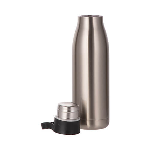 Bidon - nápojová láhev 500 ml s vodorovným držadlem pro sublimaci - stříbrná