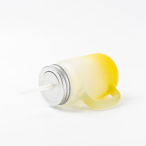 Hrnek z matného skla Mason Jar pro sublimaci - žlutý gradient