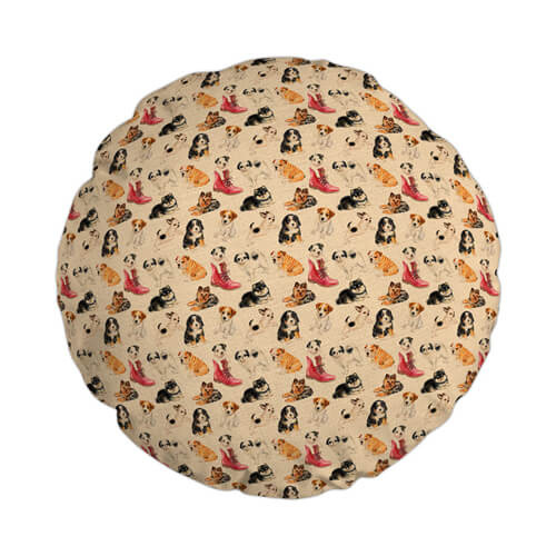 Plátěný povlak na polštář Ø 60 cm pro sublimaci - Psi