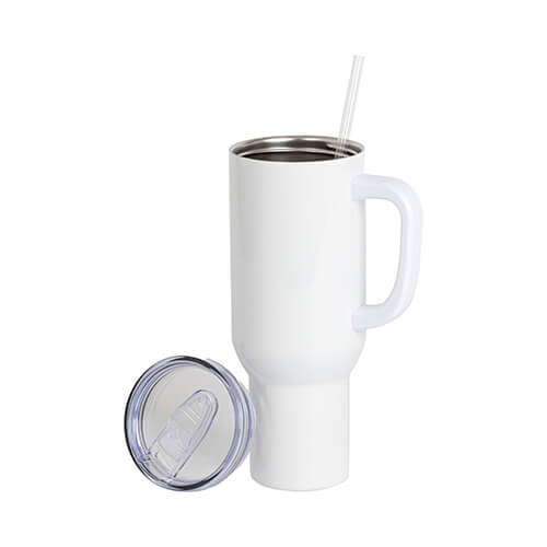 Nerezový cestovní hrnek 1200 ml - bílý (pro sublimaci)