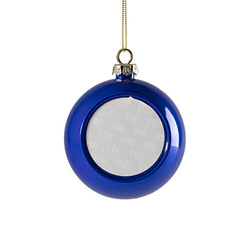 Plastová lesklá ozdoba na vánoční stromeček ∅ 8 pro sublimaci - tmavě modrá