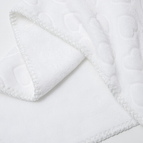 Minky deka se srdíčky pro sublimaci - bílá