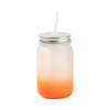 Mason Jar 450ml matný hrnek bez ucha pro sublimaci - oranžový gradient