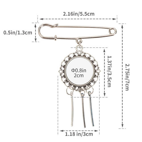 Kulatá brož - spínací špendlík se třemi pruhy pro sublimaci