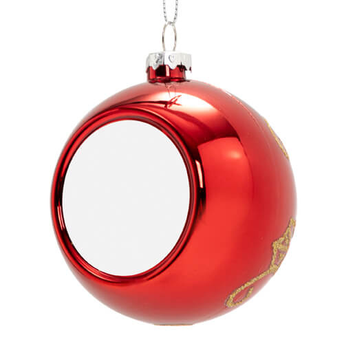 Baňka na vánoční stromeček Ø 8 cm pro sublimaci – červená se zlatými květy