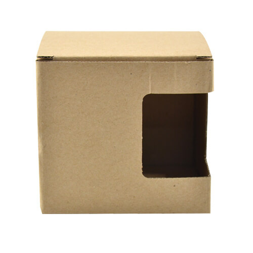 Krabička na hrnek 330 ml - hnědá s okénkem