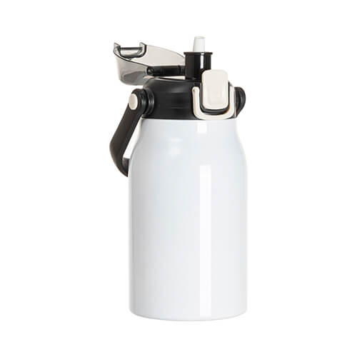 Nerezová cestovní láhev o objemu 1000 ml se sublimačním držadlem - bílá