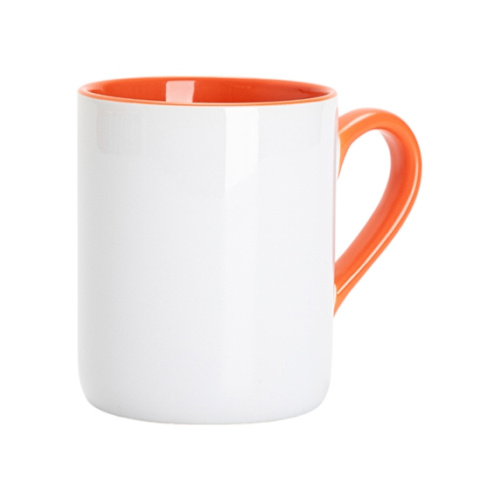 Sublimační hrnek 325 ml - s oranžovým vnitřkem a uchem