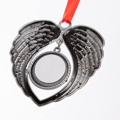 Kovová visačka na vánoční stromek pro sublimaci - stříbrná křídla