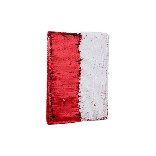Zápisník A5 s obalem s dvoubarevnými flitry pro sublimaci - červený