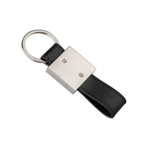 Sublimační klíčenka z kůže a kovu - čtvercová - černá