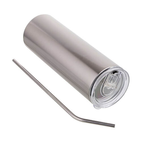 600 ml hrnek s brčkem pro sublimaci - stříbrný