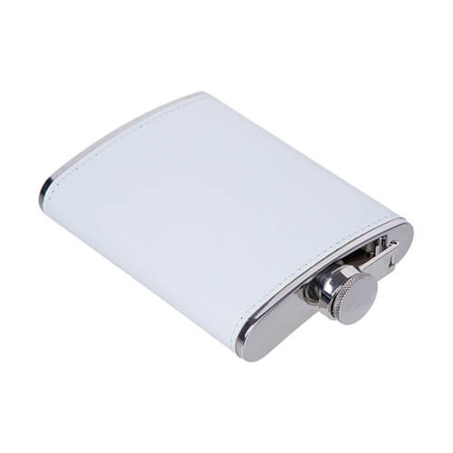 240ml kovová likérka (placatka) s bílým koženým potahem pro sublimaci