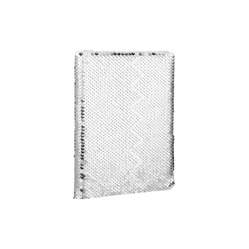 Zápisník A5 s obalem s dvoubarevnými flitry pro sublimaci - stříbrný