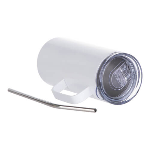 Tumbler 480 ml se sluchátkem a brčkem pro sublimaci - bílý