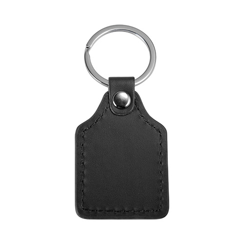 Kožený a kovový přívěsek na klíče pro sublimaci - obdélník - černý