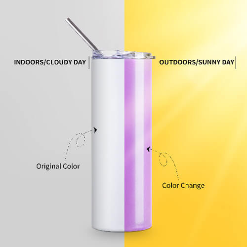 600 ml hrnek s brčkem pro sublimaci - mění barvu pod UV světlem z bílé na fialovou